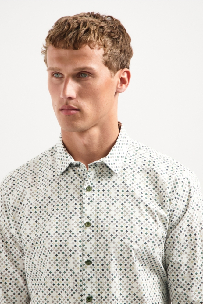 STRETCH SHIRT MET PRINT 29450804 052 DARK GREEN